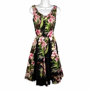 Pinup Couture Havana Nights Dress Hibiscus Stripe Laura Byrnes Women Extra Small